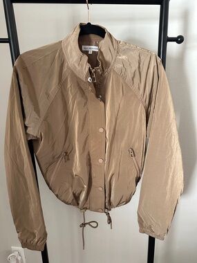 Good American Cropped Tan Bomber Jacket
